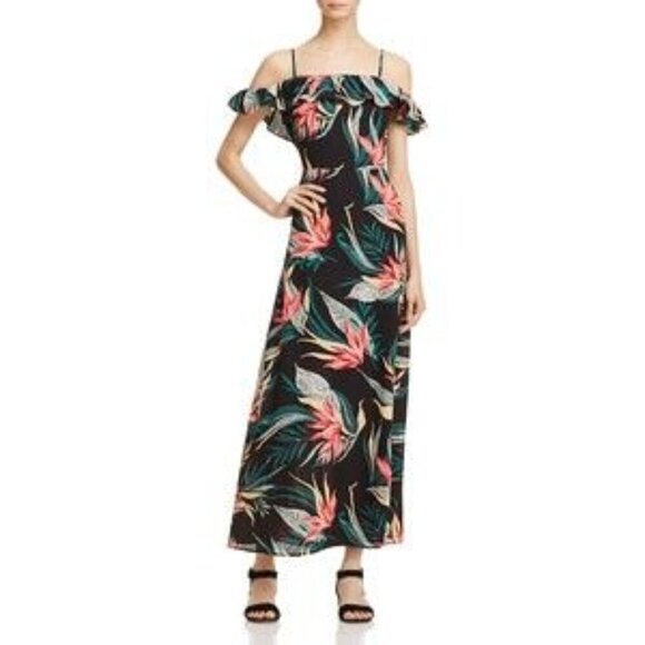 Rebecca Minkoff Davis Off-The-Shoulder Tropical Floral Maxi Dress - Picture 1 of 11